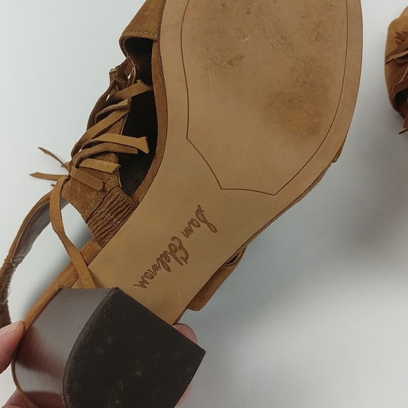 Sam Edelman Elaine Saddle Suede Fringe Block Heels - Picture 5 of 6